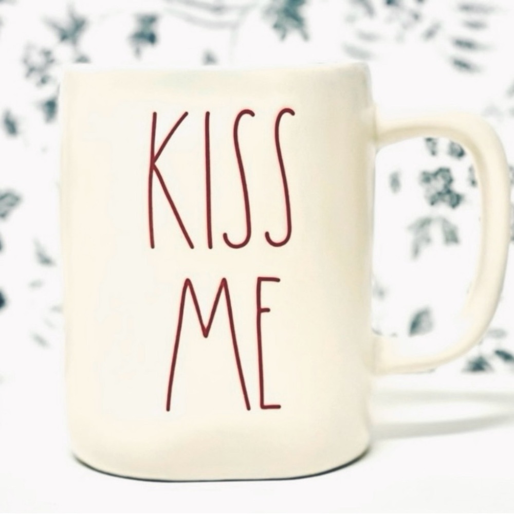 Rae Dunn Kiss Me White with Red Interior Ceramic Mug